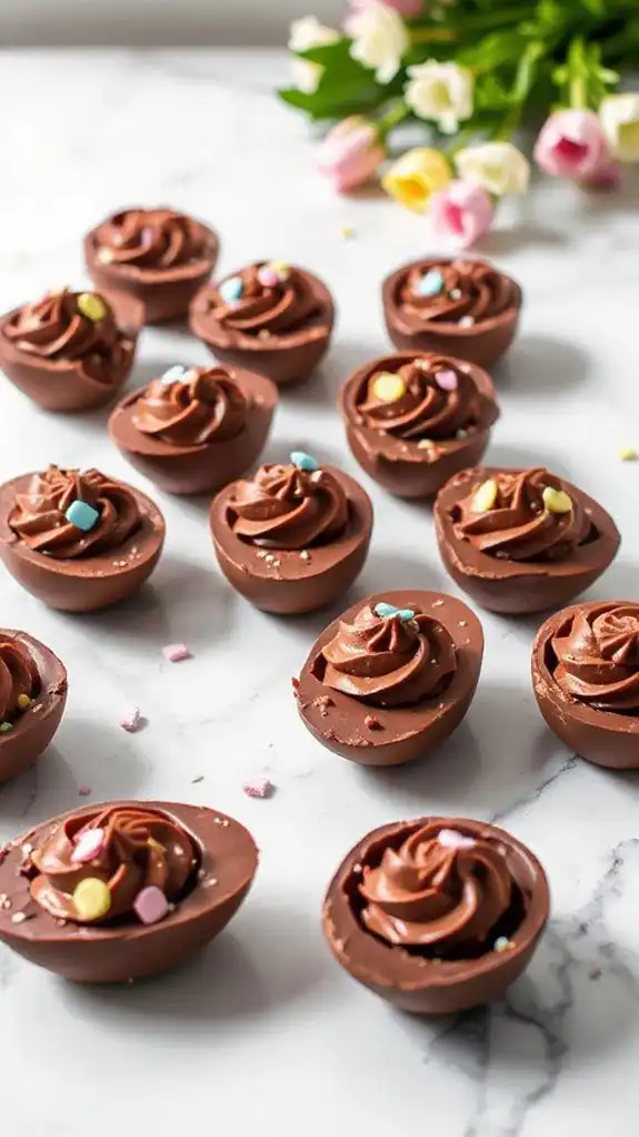 chocolate egg dessert shots