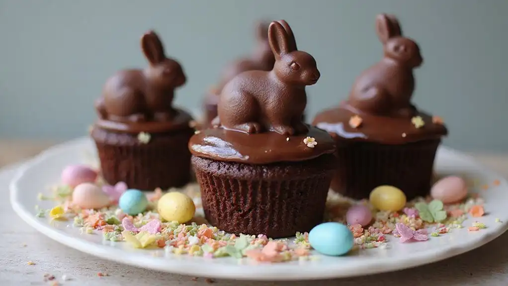 chocolate filled cupcake bunnies