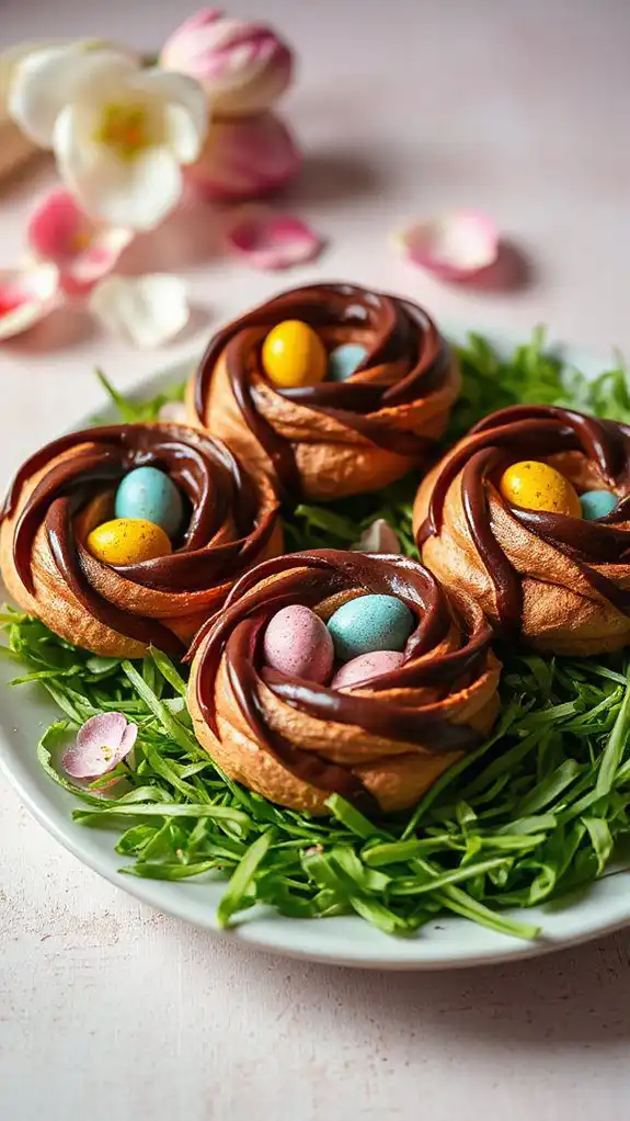 chocolate filled meringue cups