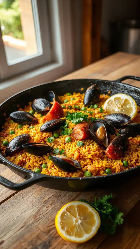 chorizo and mussels paella