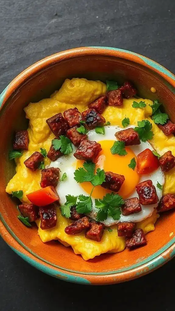 chorizo egg breakfast bowl
