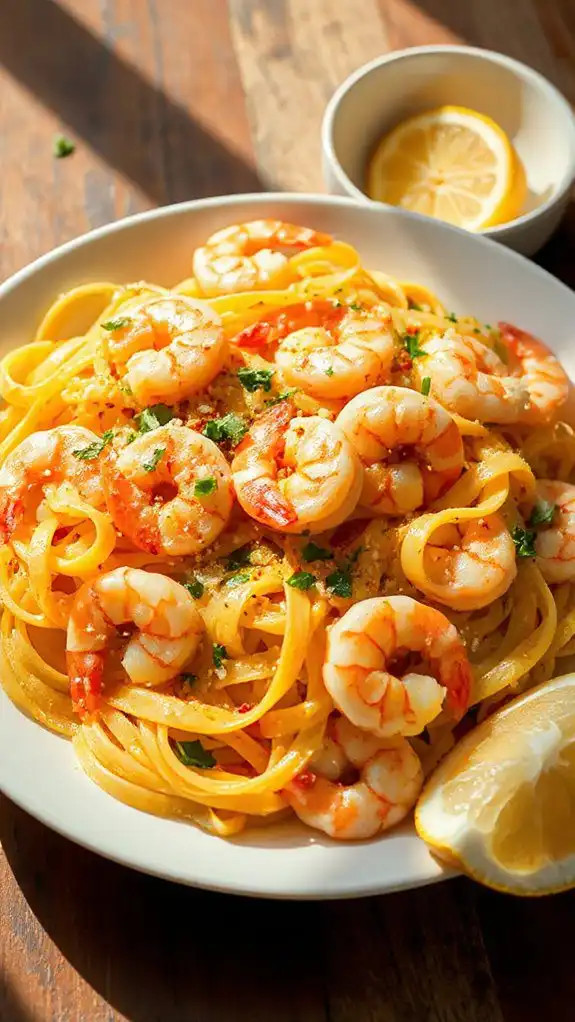 citrusy shrimp pasta dish