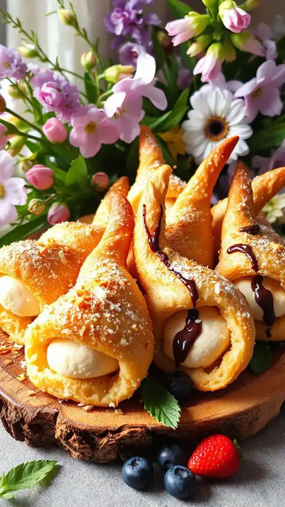 coconut cream filled pastry horns