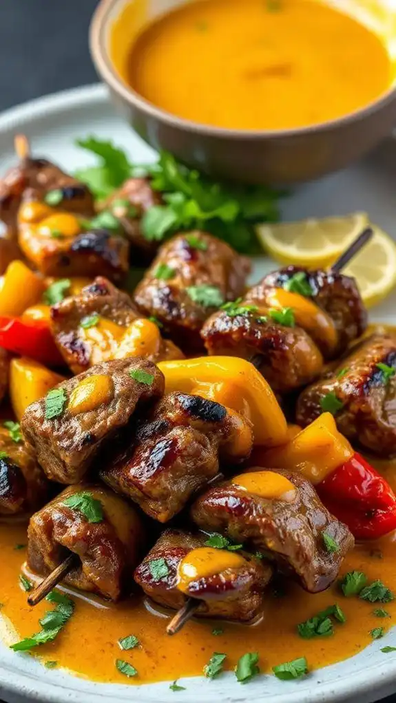 coconut curry beef skewers