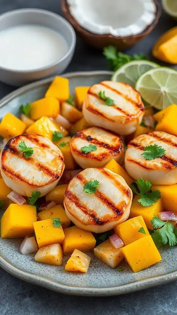 coconut curry grilled scallops