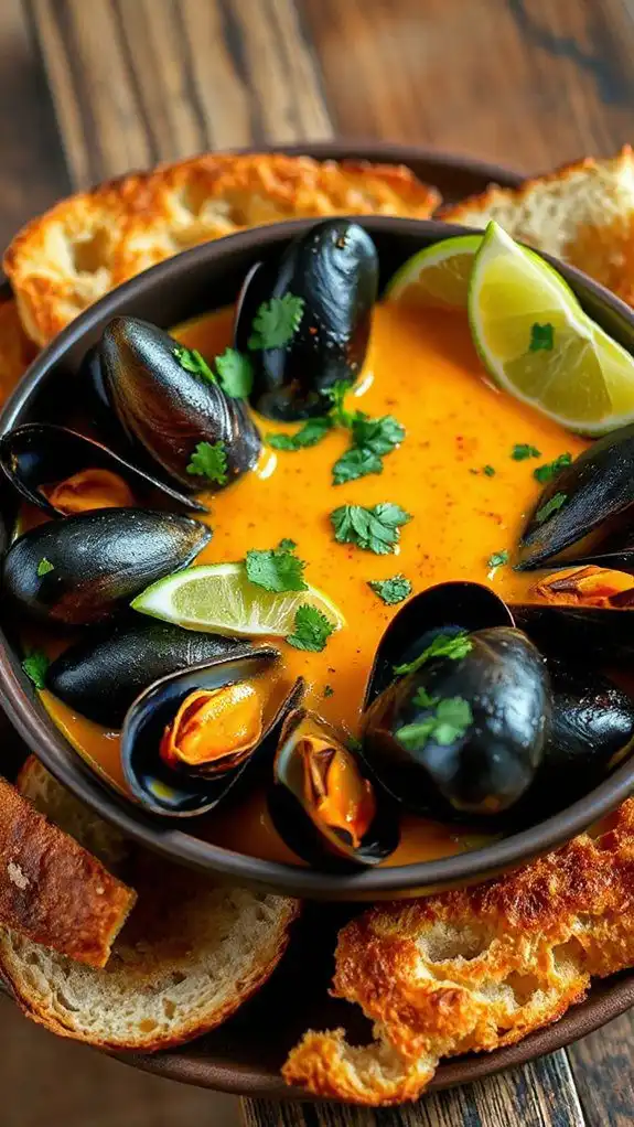 coconut infused mussel dish