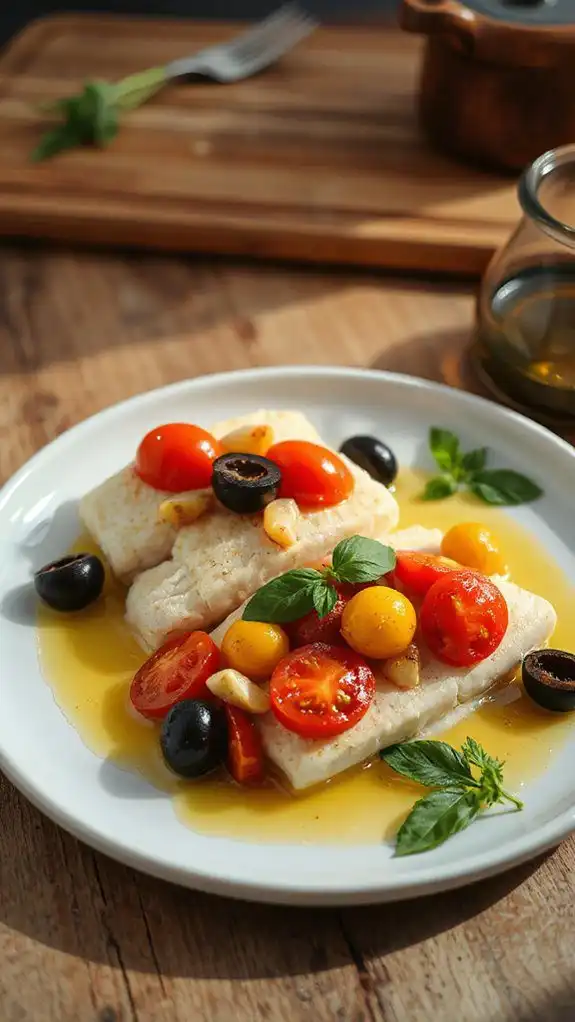 cod baked with olives