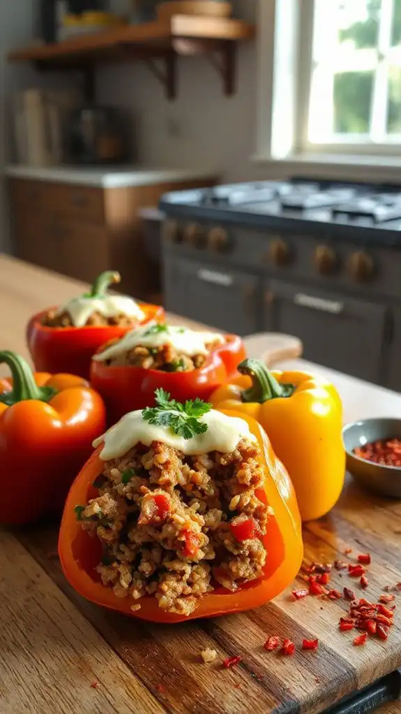 colorful bell peppers filled