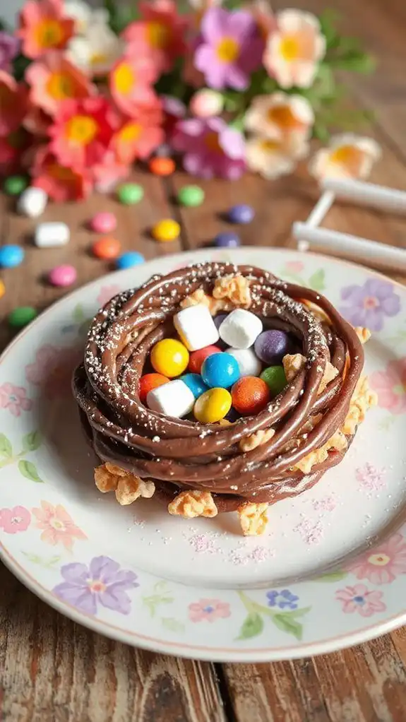 colorful confections in nests