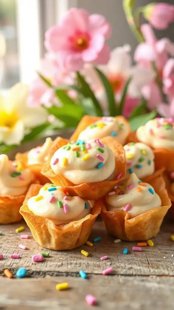 colorful dessert wonton cups