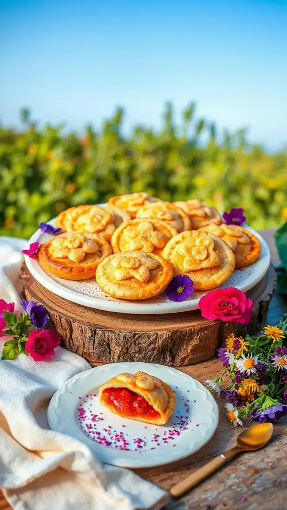 colorful edible flower pastries