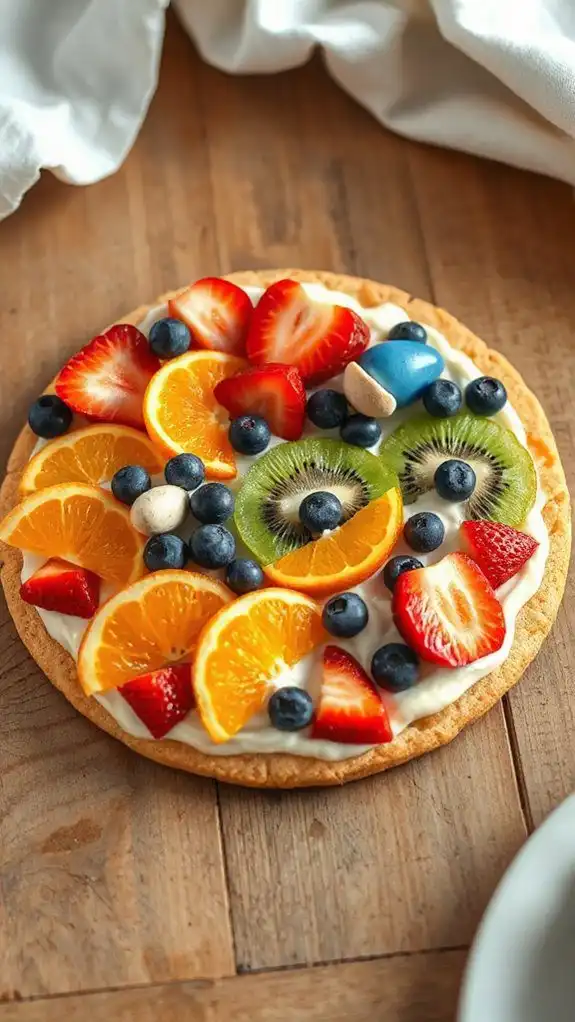 colorful fruit dessert pizza