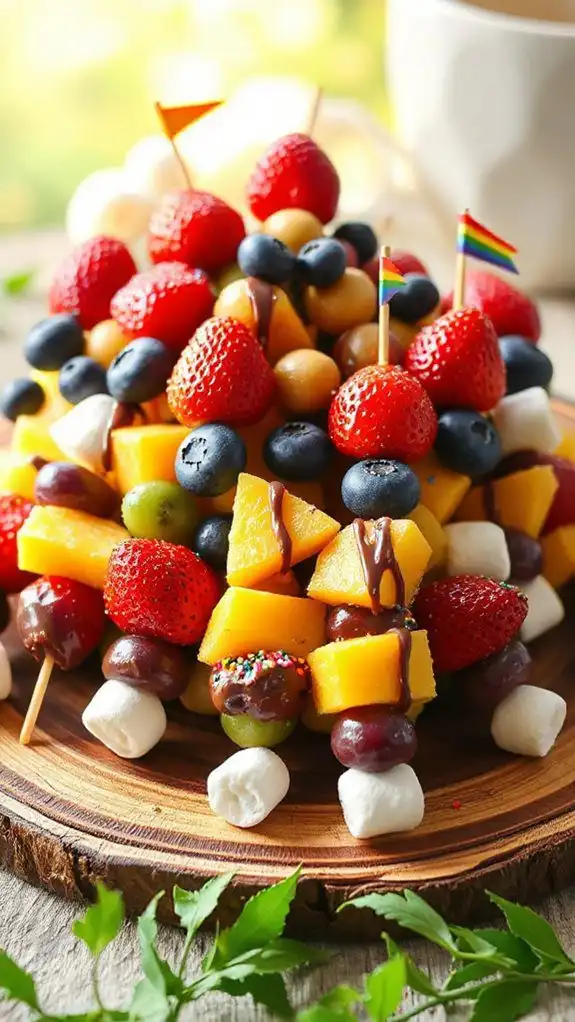 colorful fruit on skewers colorful fruit on skewers