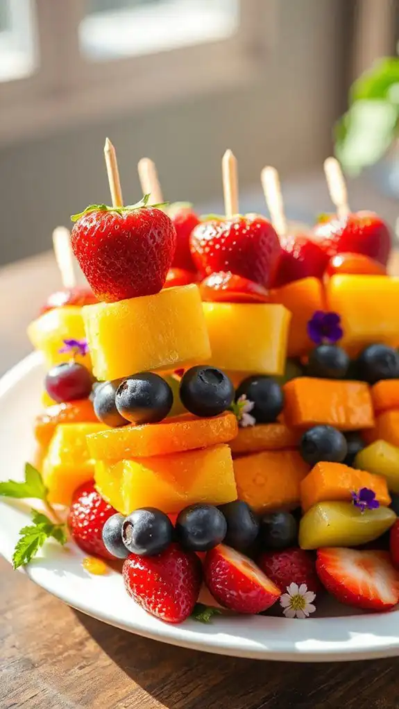 colorful fruit skewers delight colorful fruit skewers delight
