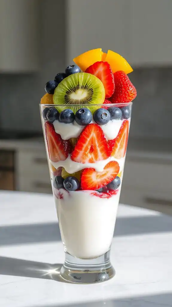 colorful layered fruit dessert