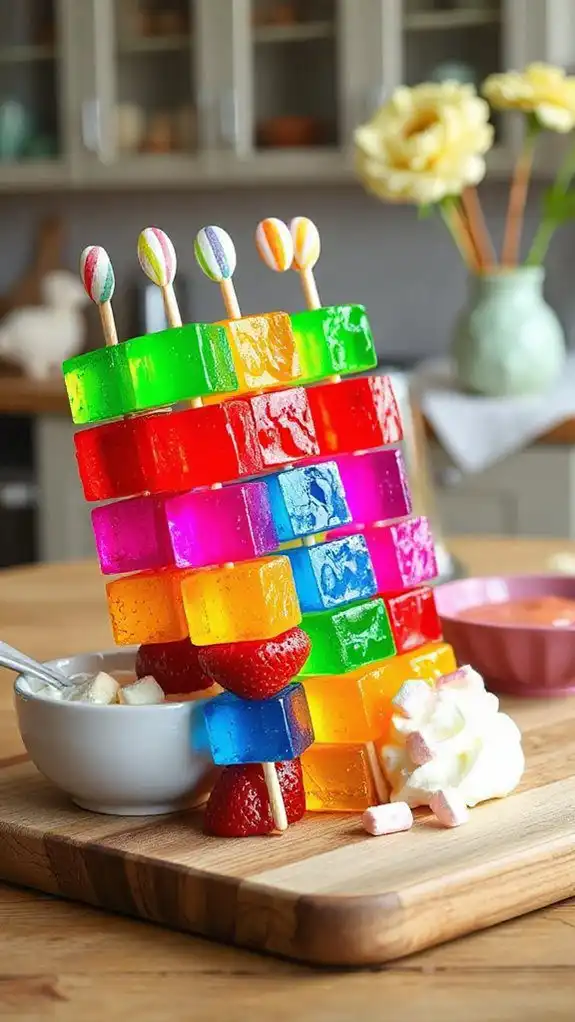 colorful layered gelatin skewers