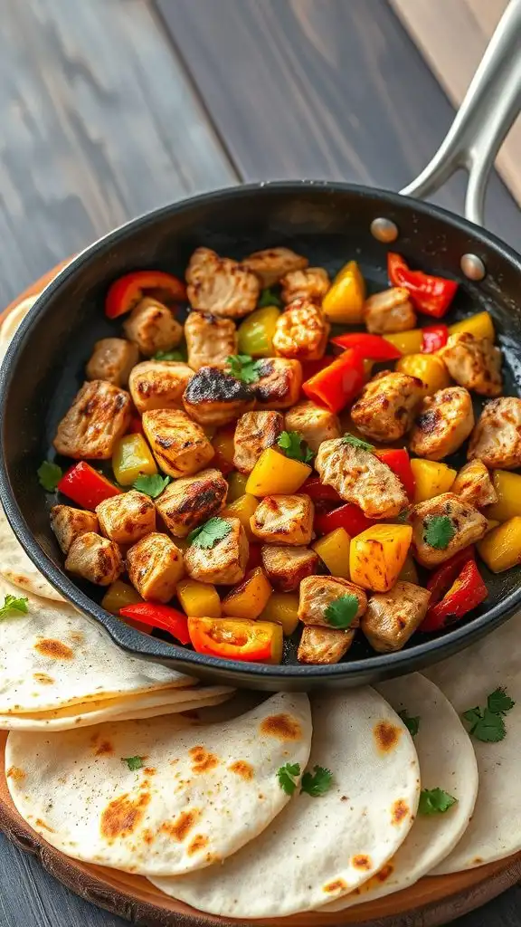 colorful pepper chicken fajitas