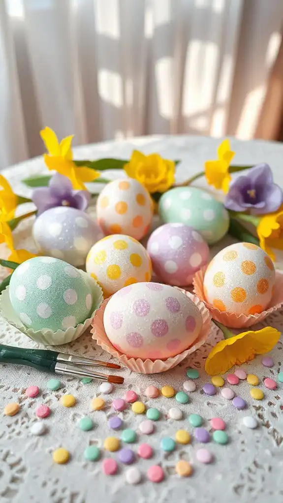 colorful speckled egg decorations