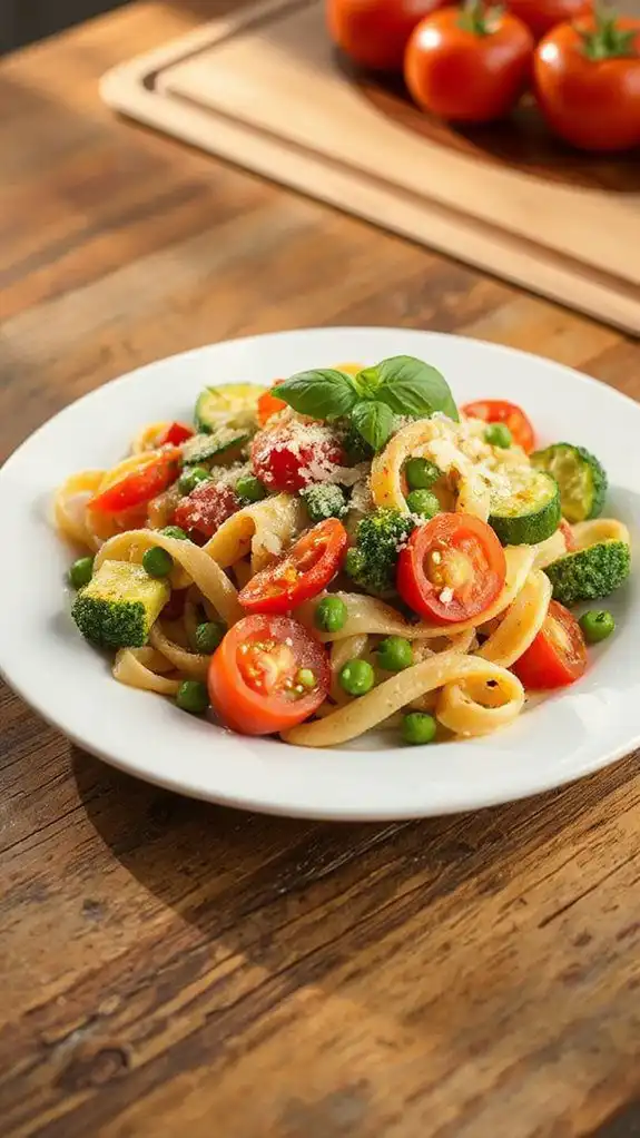 colorful vegetable pasta dish