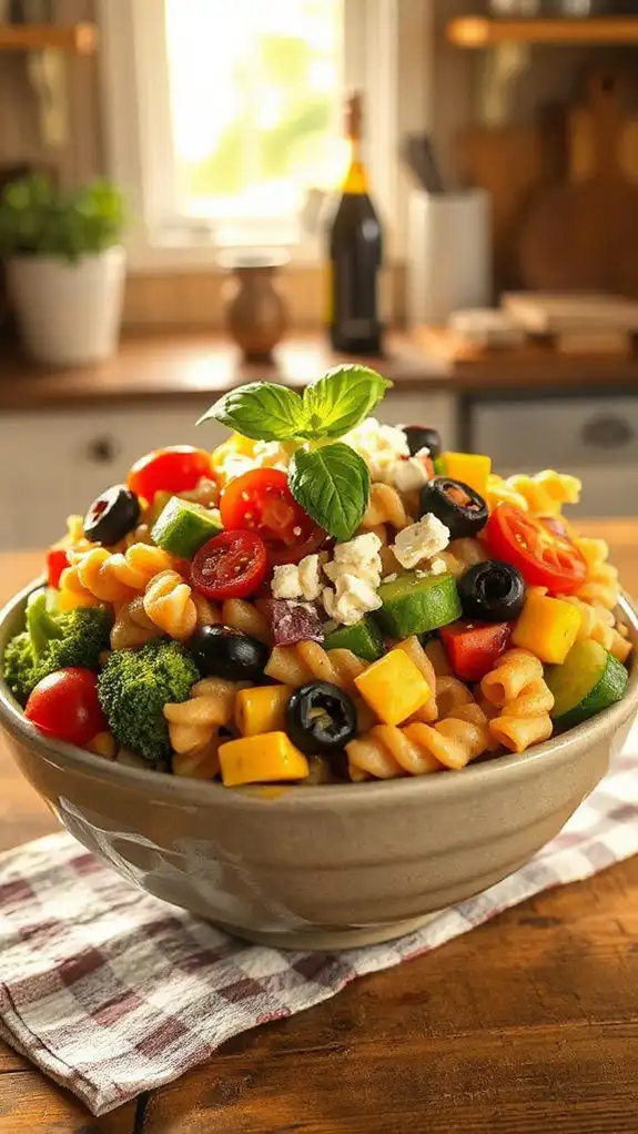 colorful vegetable pasta salad