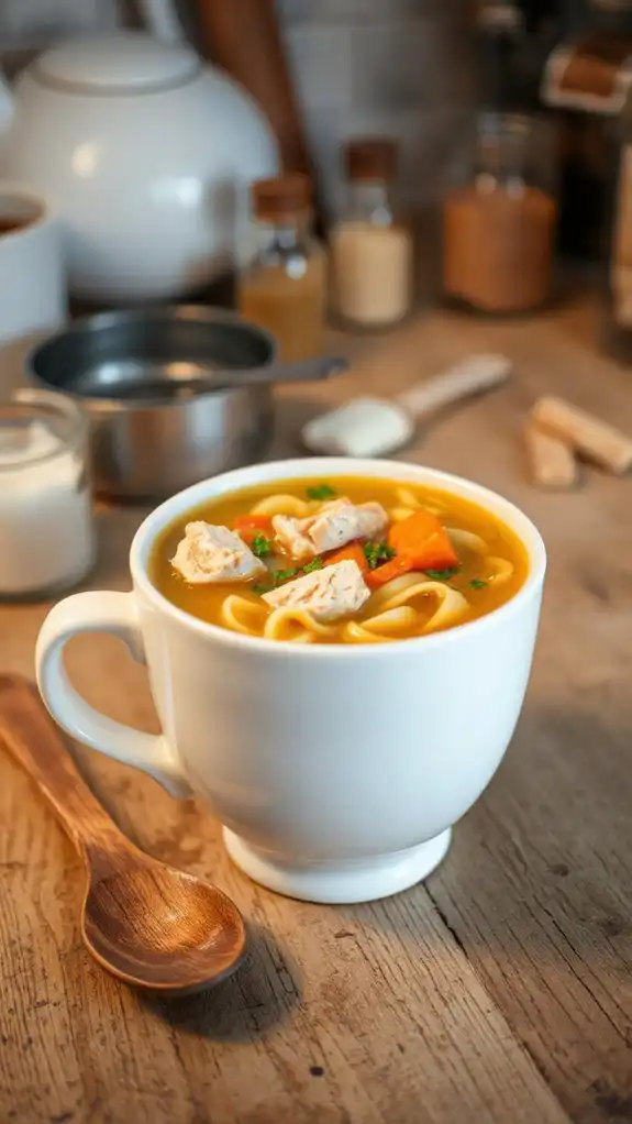 comforting warm chicken broth