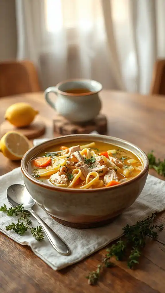 comforting warm chicken broth