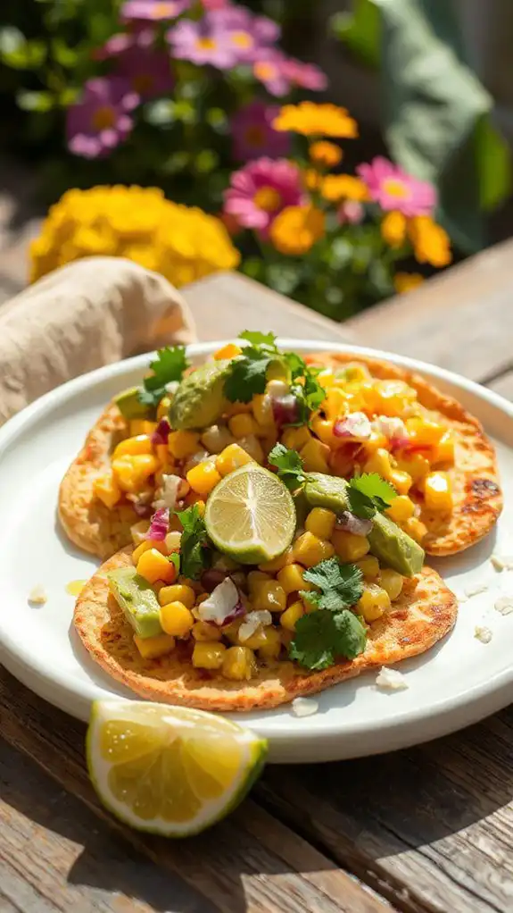 corn avocado flatbread drizzle