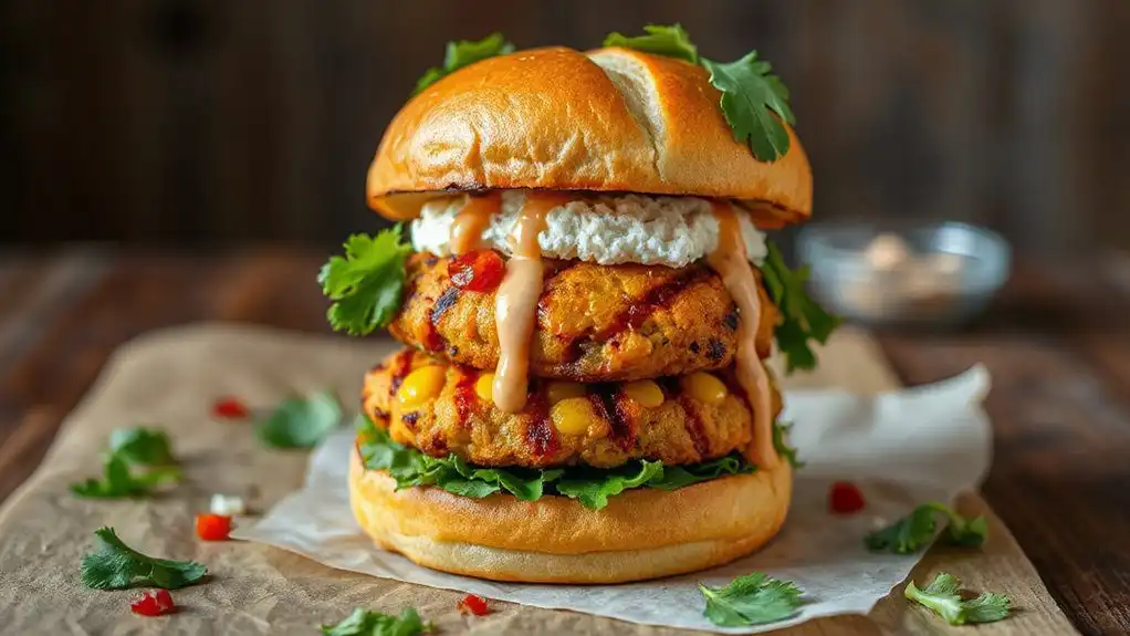 corn burger with elote corn burger with elote