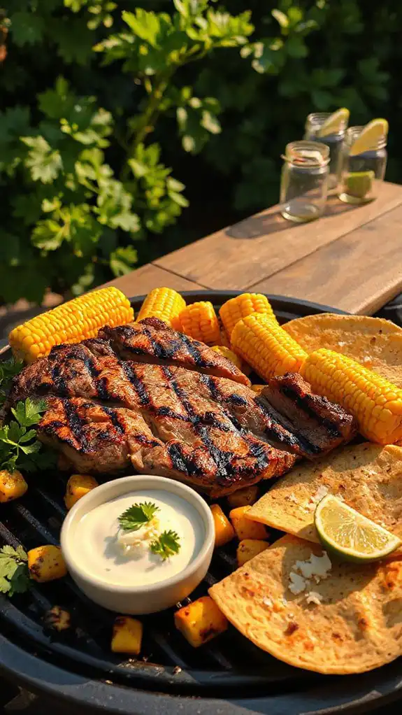 corn topped steak tacos