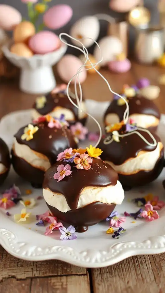 cream puffs with chocolate dip