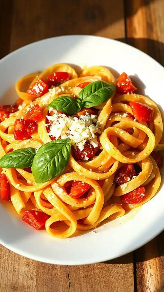 creamy basil infused tomato pasta creamy basil infused tomato pasta