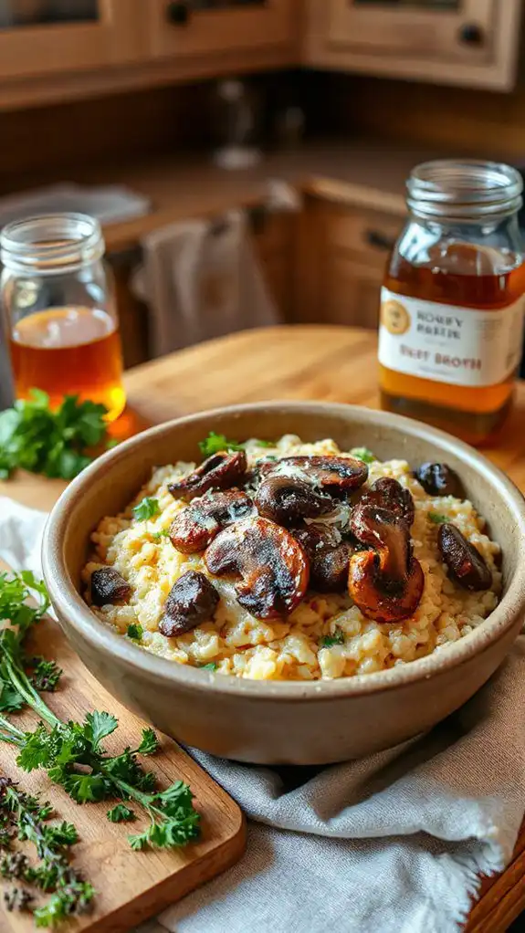 creamy beef and mushroom risotto
