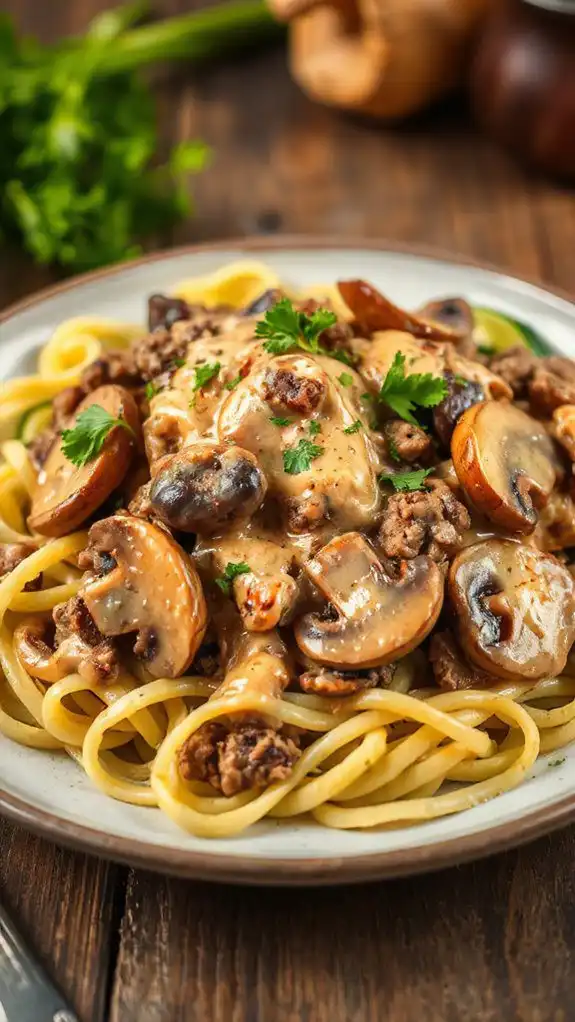 creamy beef and mushrooms