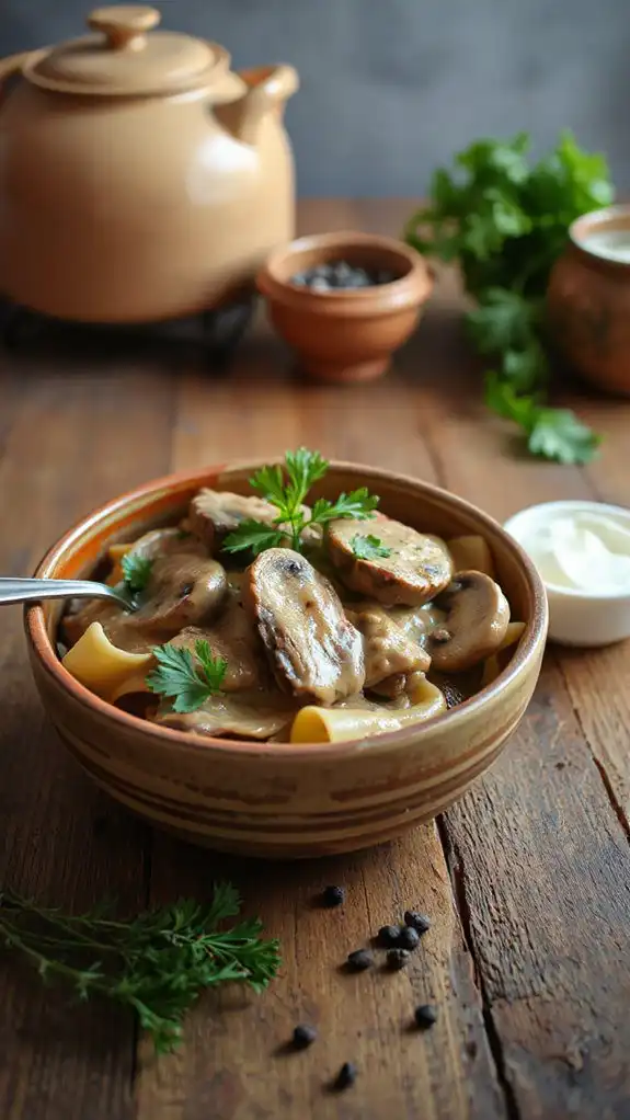 creamy beef pasta dish