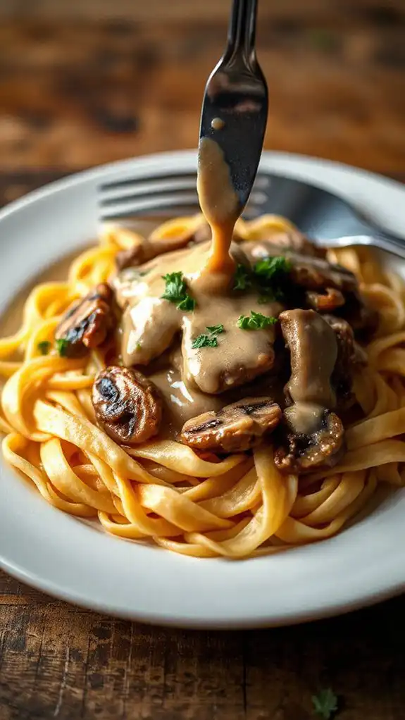 creamy beef pasta dish