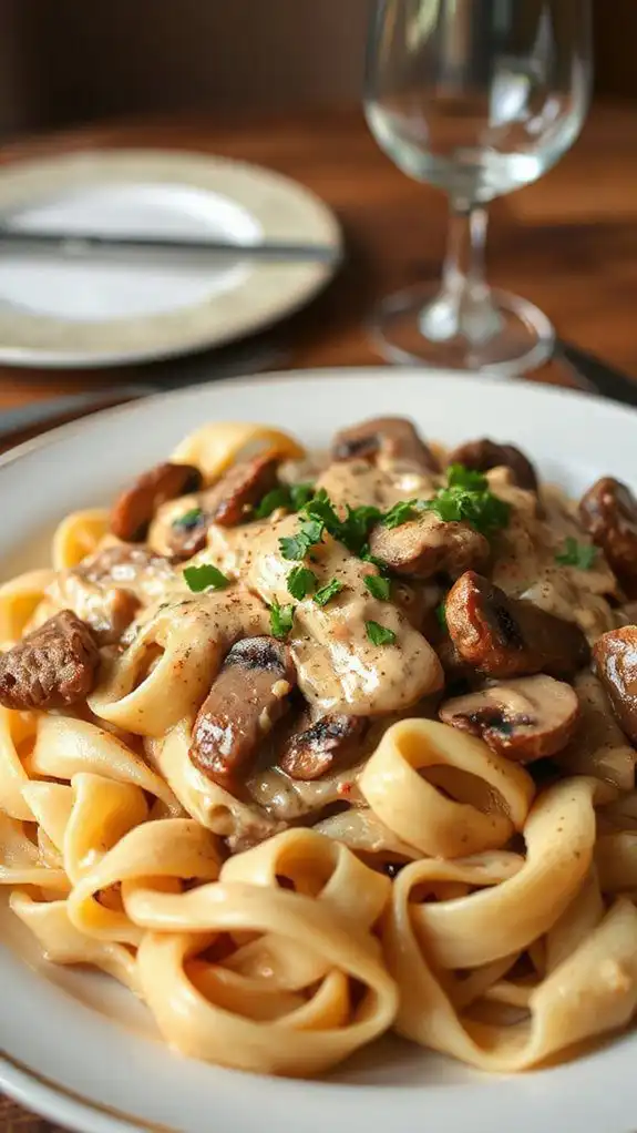creamy beef pasta dish