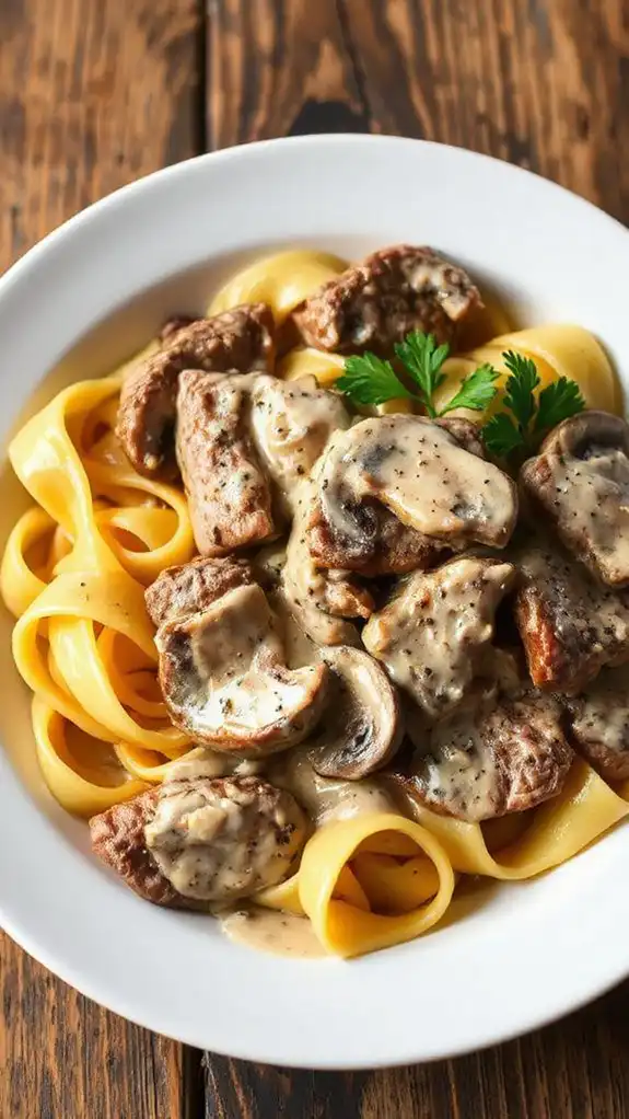 creamy beef pasta dish