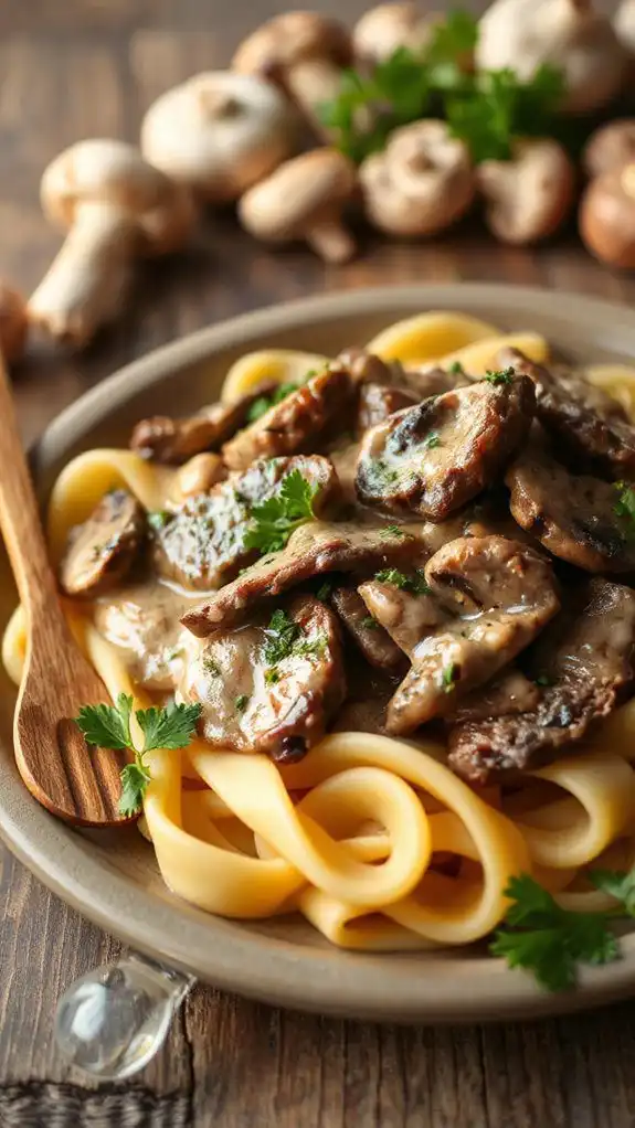 creamy beef with noodles