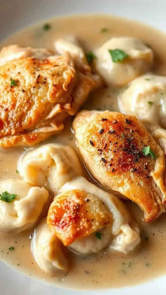 creamy broth chicken dumplings