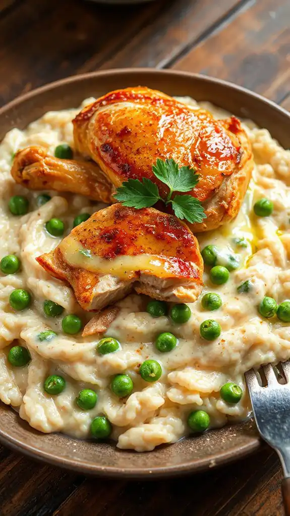 creamy chicken and peas
