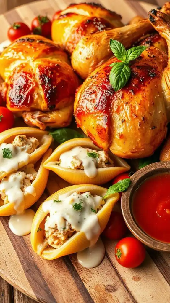 creamy chicken filled pasta shells