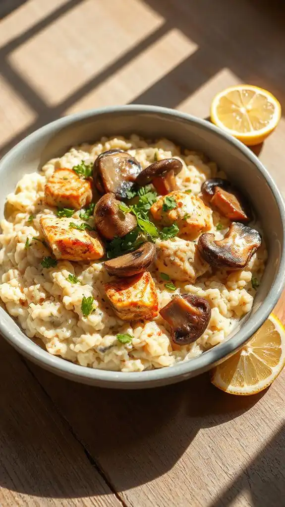 creamy chicken mushroom risotto