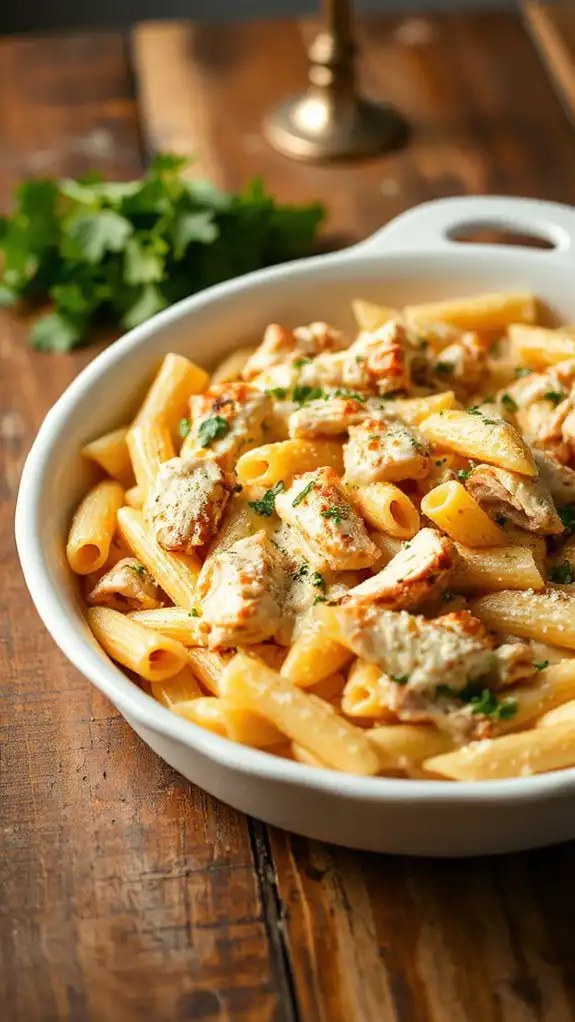 creamy chicken pasta bake