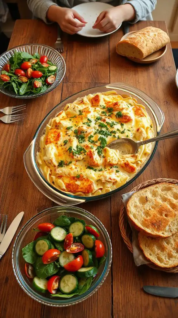 creamy chicken pasta bake