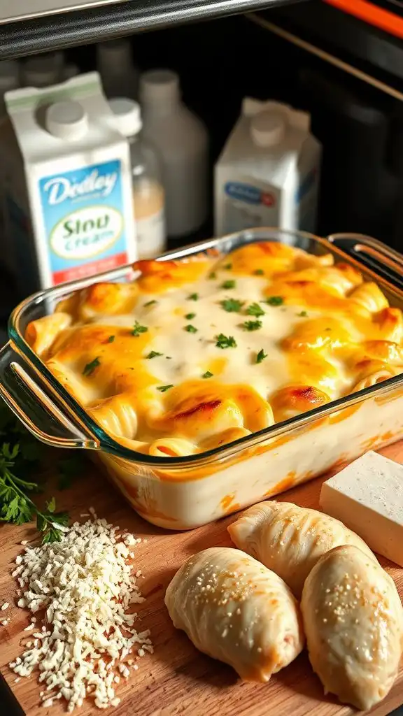 creamy chicken pasta bake