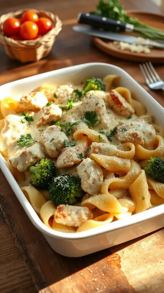 creamy chicken pasta bake