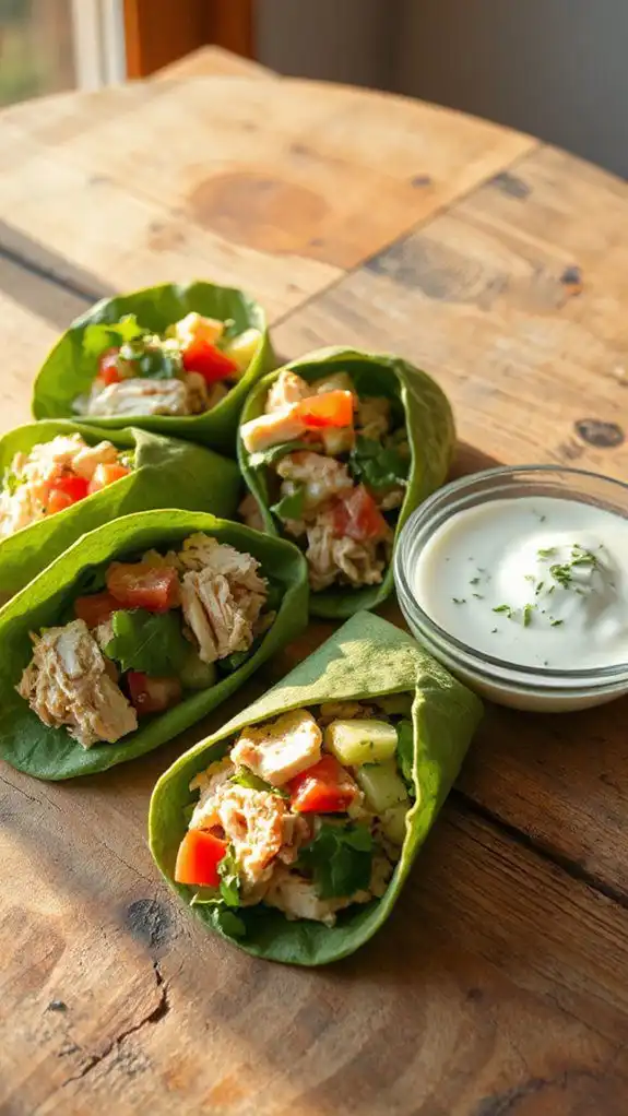 creamy chicken salad wraps