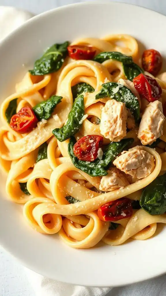 creamy chicken spinach pasta