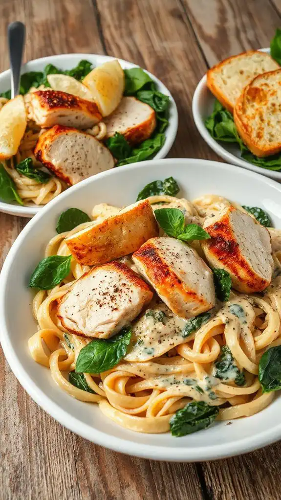 creamy chicken spinach pasta