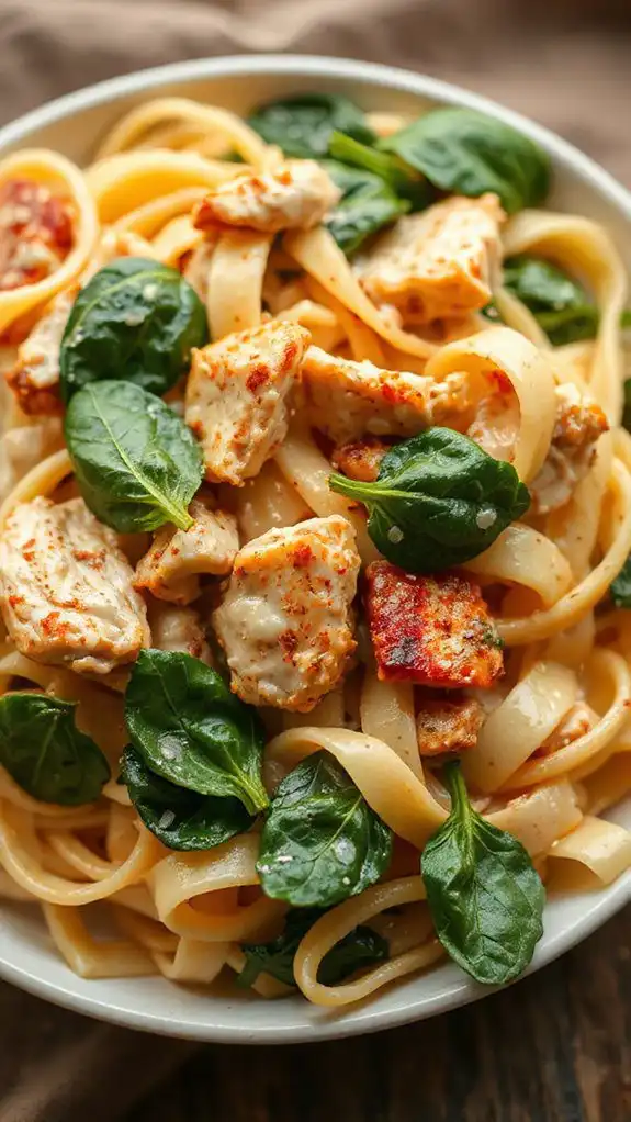 creamy chicken spinach pasta